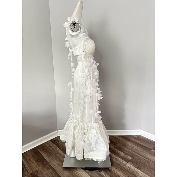 Zimmermann Petal Appliqué Linen-Silk Corset Gown - Picture 10 of 14